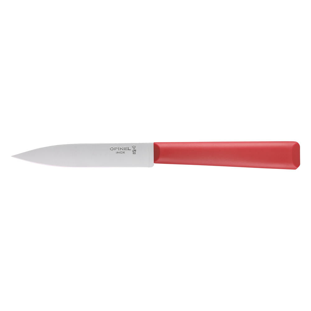 Couteau d'office n°312 Rouge Lame 100mm Manche Polymère Opinel Sa lame lisse et pointue est multi-usages : trancher, émincer, pelerRésiste au lave-vaisselle.
